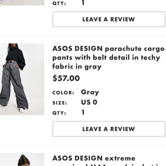 Brand new without tags ASOS design parachute cargo pants Sz US 0 - Picture 6 of 8